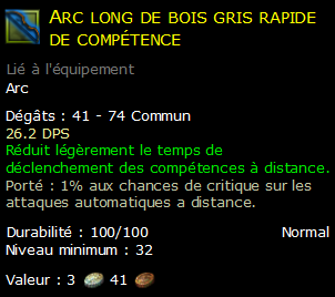 Arc long de bois gris rapide de compétence