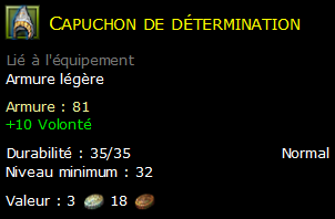 Capuchon de détermination