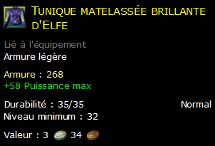 Tunique matelassée brillante d'Elfe