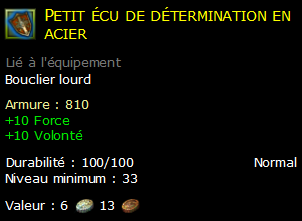 Petit écu de détermination en acier