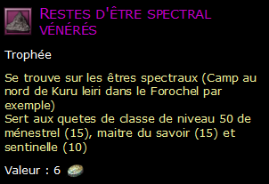 Restes d'être spectral vénérés