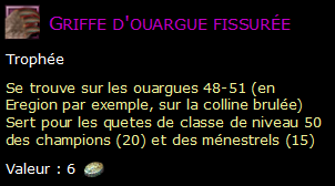 Griffe d'ouargue fissurée