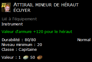 Attirail mineur de héraut écuyer