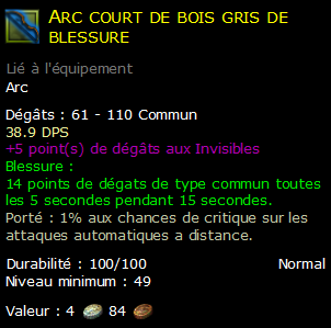 Arc court de bois gris de blessure