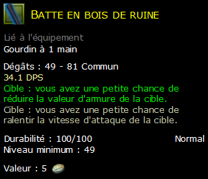 Batte en bois de ruine