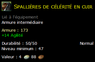 Spallières de célérité en cuir