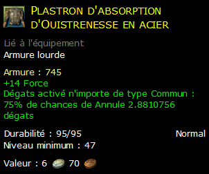 Plastron d'absorption d'Ouistrenesse en acier