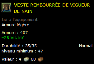 Veste rembourrée de vigueur de nain