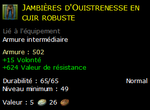 Jambières d'Ouistrenesse en cuir robuste