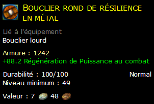 Bouclier rond de résilience en métal