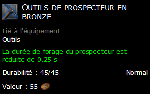 Outils de prospecteur en bronze