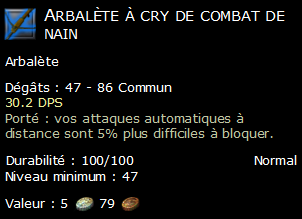 Arbalète à cry de combat de nain