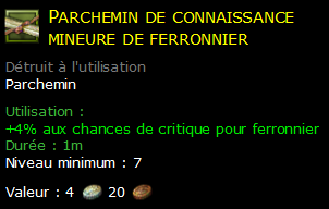 Parchemin de connaissance mineure de ferronnier