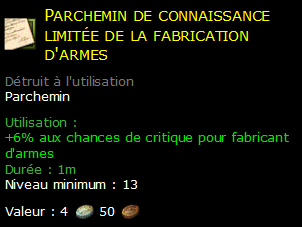 Parchemin de connaissance limitée de la fabrication d'armes