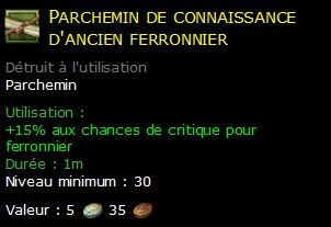 Parchemin de connaissance d'ancien ferronnier