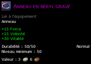 Anneau en béryl gravé