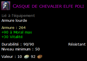 Casque de chevalier elfe poli