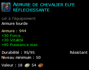 Armure de chevalier elfe réflechissante