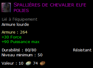 Spallières de chevalier elfe polies