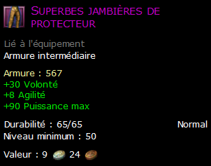 Superbes jambières de protecteur