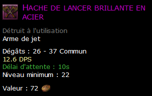 Hache de lancer brillante en acier