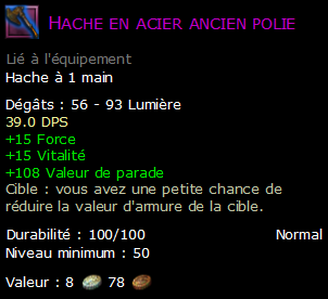 Hache en acier ancien polie