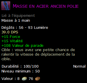 Masse en acier ancien polie