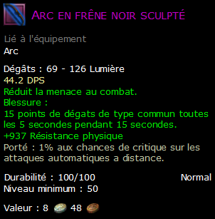 Arc en frêne noir sculpté