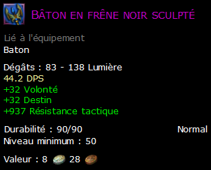 Bâton en frêne noir sculpté