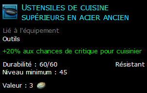 Ustensiles de cuisine supérieurs en acier ancien