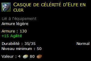 Casque de célérité d'Elfe en cuir