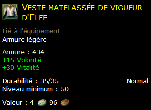 Veste matelassée de vigueur d'Elfe