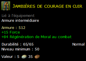 Jambières de courage en cuir