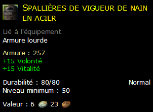 Spallières de vigueur de nain en acier