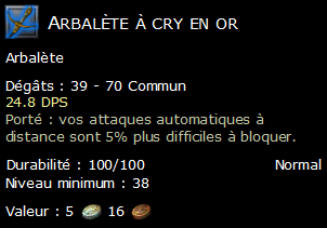 Arbalète à cry en or