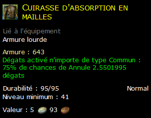 Cuirasse d'absorption en mailles