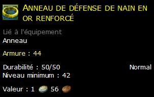 Anneau de défense de nain en or renforcé