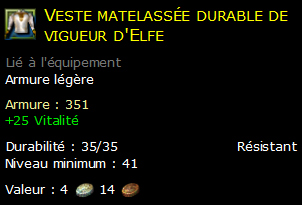 Veste matelassée durable de vigueur d'Elfe