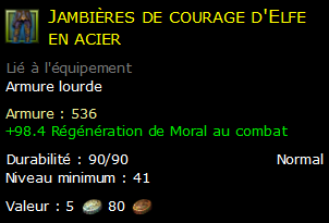 Jambières de courage d'Elfe en acier