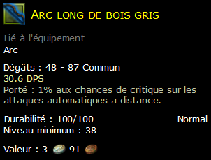 Arc long de bois gris