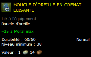 Boucle d'oreille en grenat luisante