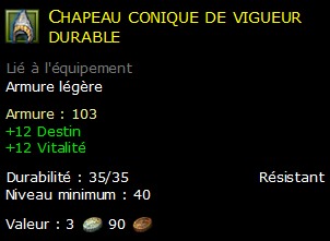 Chapeau conique de vigueur durable