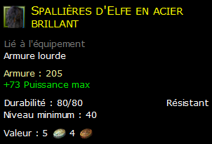 Spallières d'Elfe en acier brillant