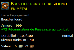 Bouclier rond de résilience en métal