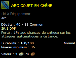 Arc court en chêne