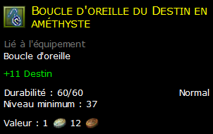 Boucle d'oreille du Destin en améthyste