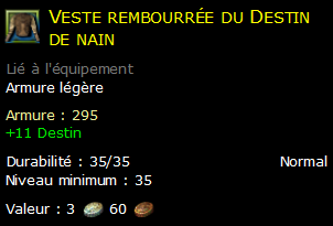 Veste rembourrée du Destin de nain