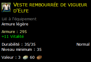 Veste rembourrée de vigueur d'Elfe