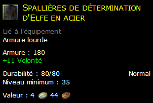 Spallières de détermination d'Elfe en acier