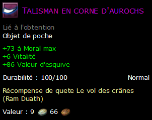 Talisman en corne d'aurochs